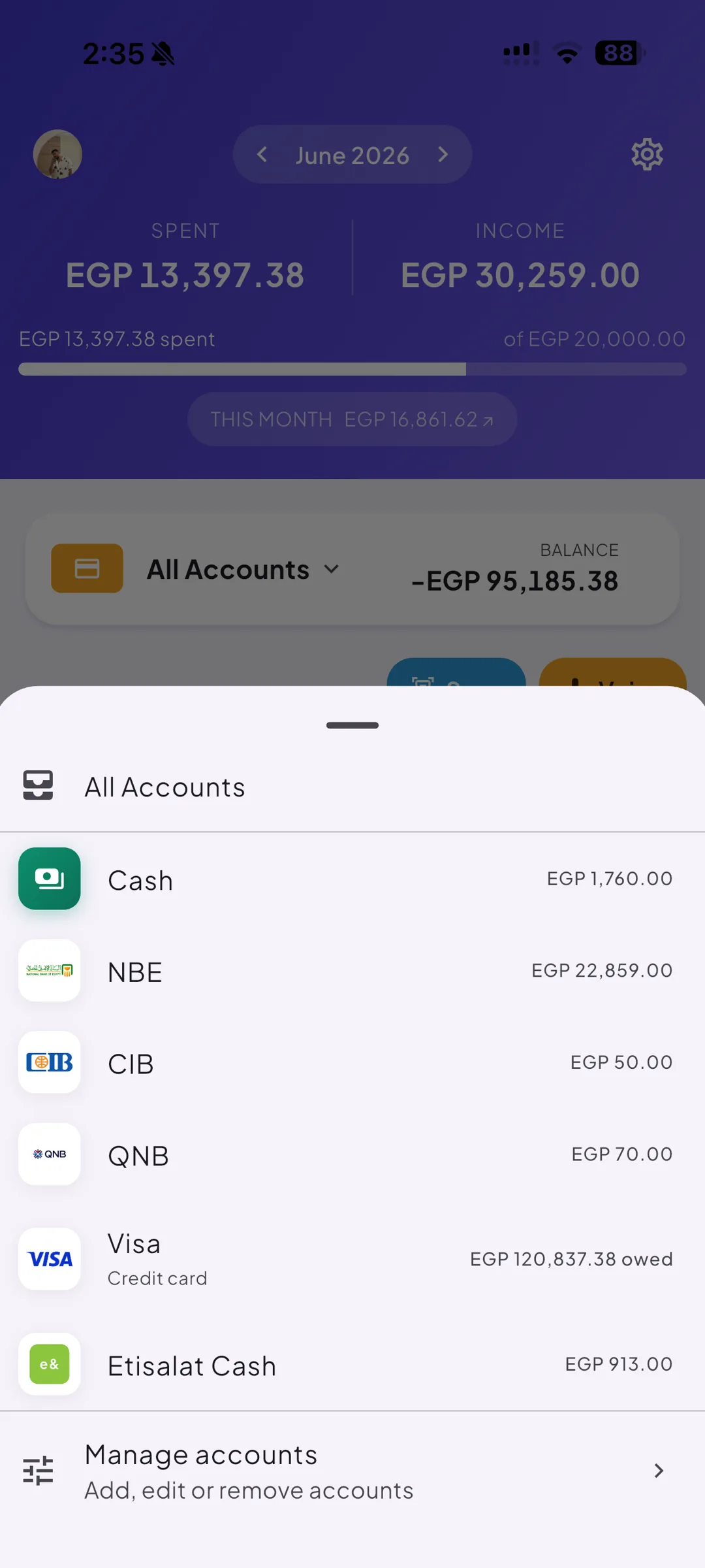 Accounts and cards